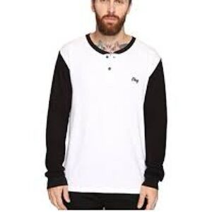 Obey Propaganda Henley White Long Sleeve Crew Neck Shirt Men’s Size: Medium